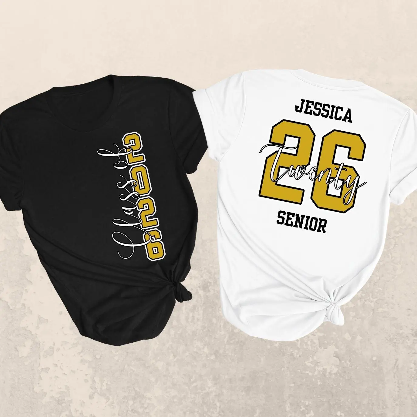 Custom class of 2026 senior t-shirt with personalized name and graduation year, breathable cotton short sleeve tee for high school students, stylish varsity style graphic tshirt for school events and commemorative senior year shirt