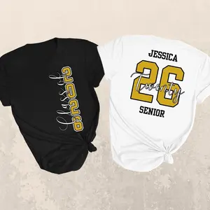 Custom class of 2026 senior t-shirt with personalized name and graduation year, breathable cotton short sleeve tee for high school students, stylish varsity style graphic tshirt for school events and commemorative senior year shirt
