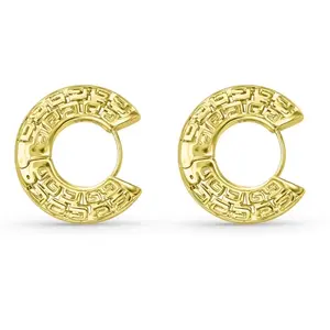 Gold Plated Earring Earrings with Central Design for Women Elegant and Unique Jewelry Accessory code Ear-4495 10 mm