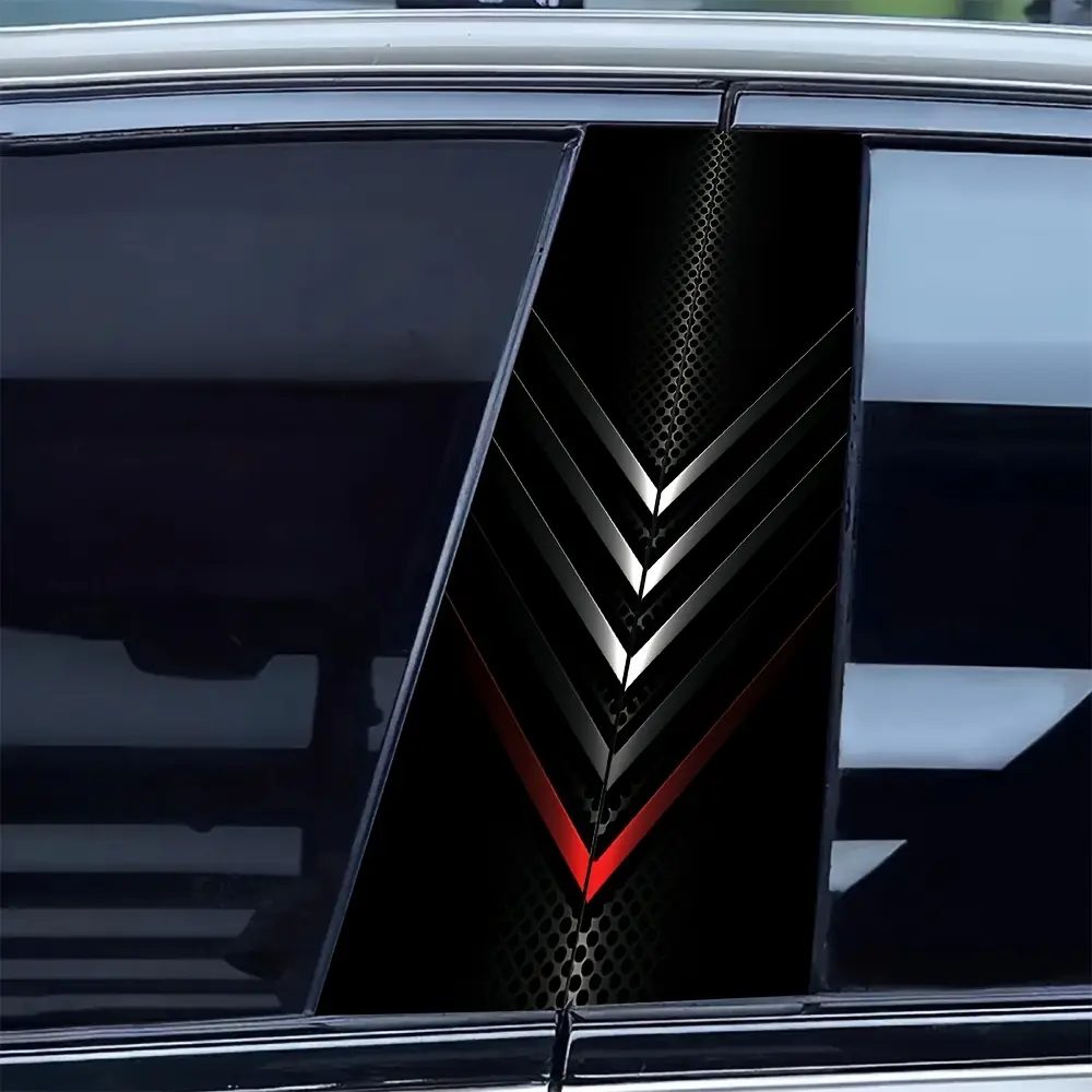 2-Pack Arrow Metal-Style Car Stickers, Self-Adhesive PVC Car Decals for B-Pillars and Doors, Decal for Cars, Side Decals, Scratch-Resistant Removable Vehicle Trim, Car Decorative Sticker in Black and Red, Car Exterior Accessories, Car Vehicle Decoration