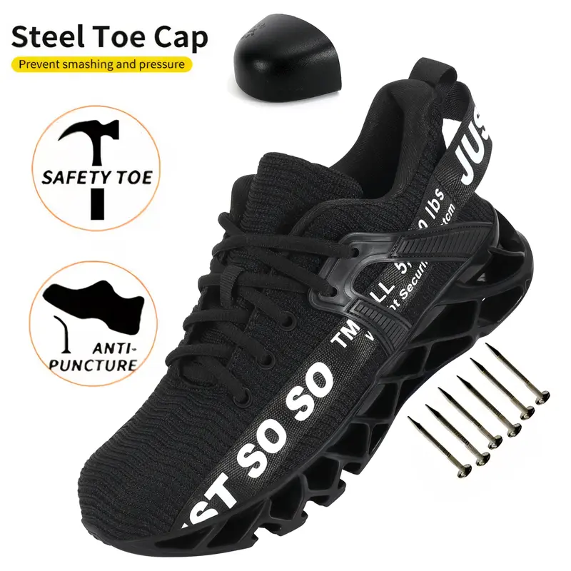 Men Womens Steel Toe Comfortable Work Safety Sneakers for Mens Work Boots for Men Steel Toe Work Safety Shoes,outdoorfun
