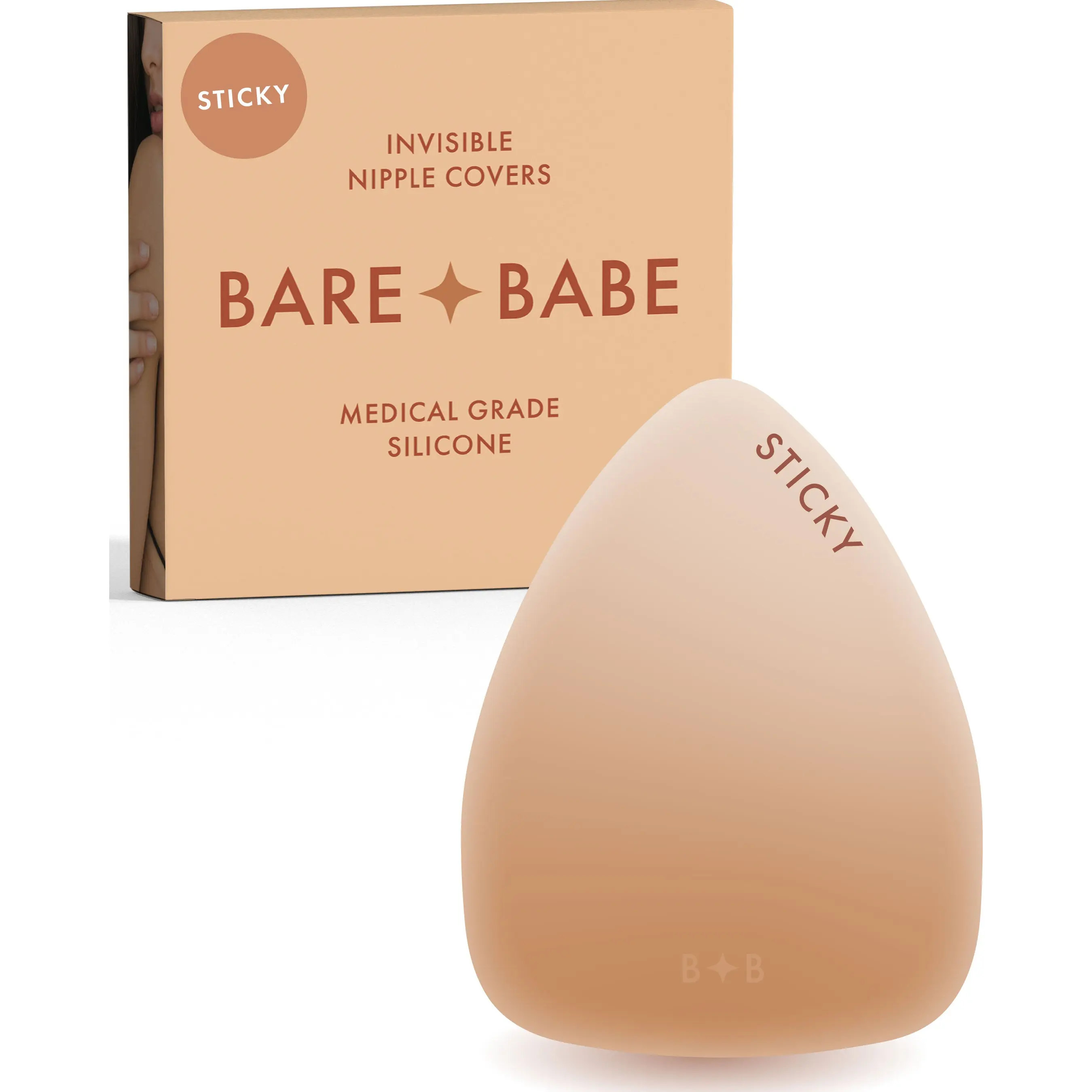 Bare Babe Triangle Adhesive Nipple Covers | Reusable Medical-Grade Silicone Covers | Seamless Matte Finish | Waterproof & Sweatproof | 5 Shades