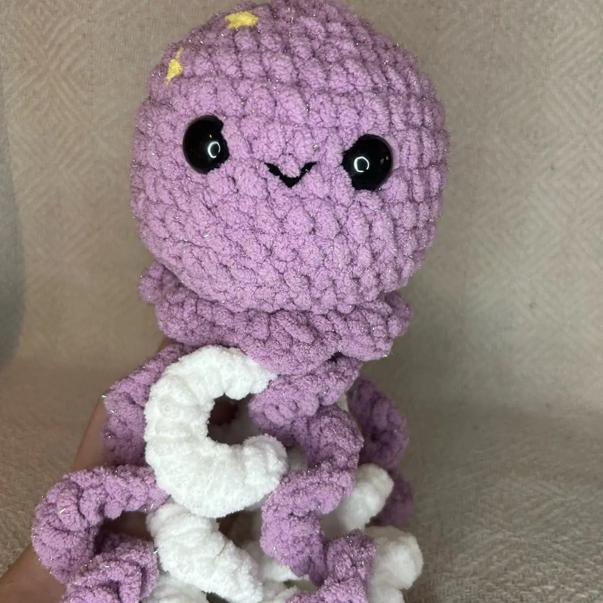 crochet purple jellyfish plushie stuffed animal - sparkle midnight stars