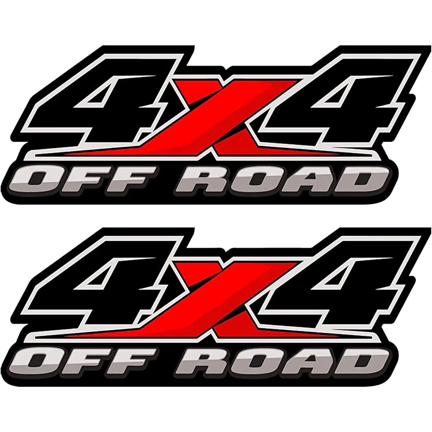 Solid 4x4 Offroad Truck Car Decal Stickers (2-Pack Coverage, Black-and-Red) - Decorative Automobile Exterior Accessories, Emblem Replacements for Ford F-150/F-250/F-350, Tacoma, Tundra, Ram, Silverado Pickups, Includes 1 Squeegee