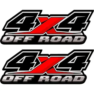 4X4 Offroad Decal Stickers 2Pcs, Auto Decoration Accessories Emblem Replacements Compatible with Ford F-150 F-250 F-350 Tacoma Tundra Ram Silverado Truck Pickup, with Squeegee 1Pcs, Black-and-Red