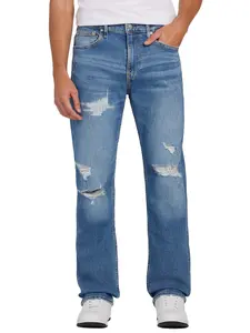 GUESS Male Eco Mason Destroyed Regular-Fit Straight Jeans