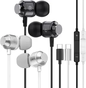 2 Pack USB C Headphones for Iphone 17 16 15 Pro Max 16E, Wired Earphones Type C Earbuds, USBC Ear Buds with Mic Volume Control Hifi Stereo Noise Cancelling for Iphone 17 16 15 Plus ICCUPY