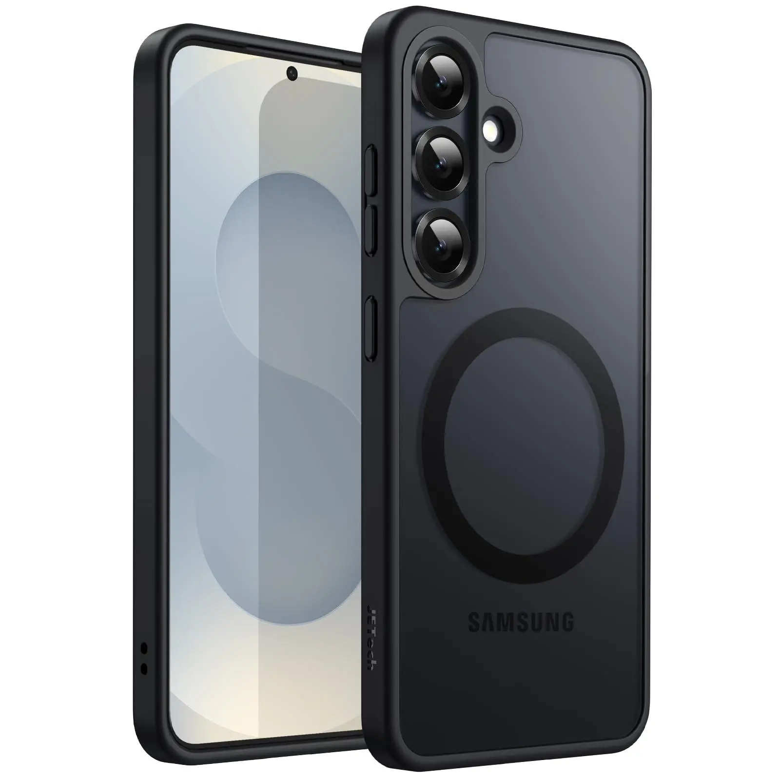 JETech Magnetic Smartphone Casing for Samsung Galaxy S25 Series - MagSafe-Compatible, Translucent Matte Back Shockproof Phone Protection Accessory with Built-In Holder