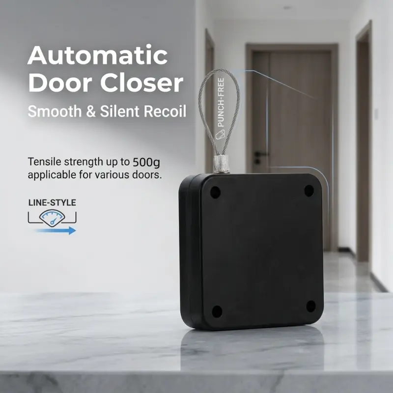 No-drill automatic door closer, dual-purpose silent door closer, easy-to-install door closer, suitable for home and office.