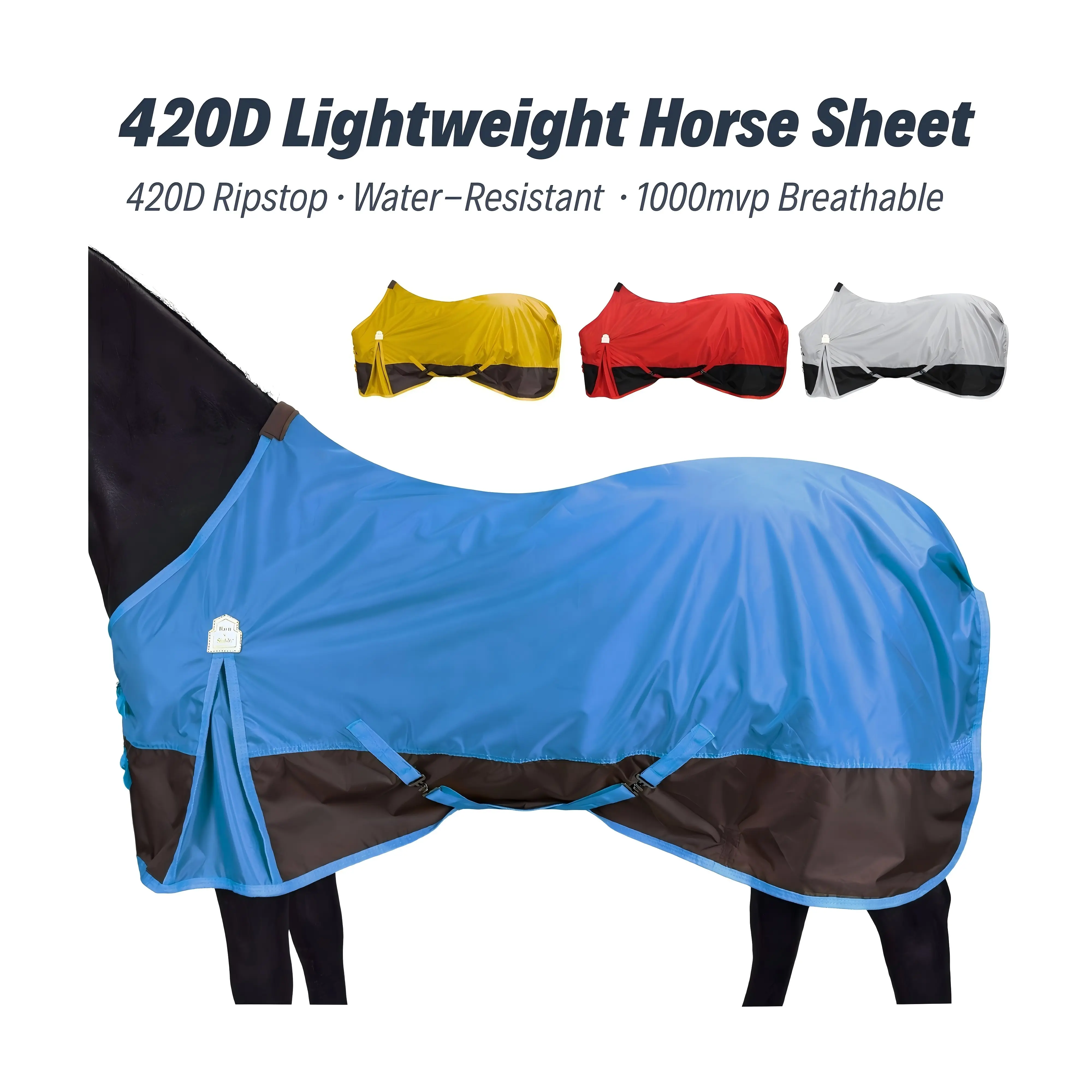 BARN & STABLE 420D Ripstop Horse Turnout Sheet, 0g No Fill, Water-Resistant & Breathable with Fleece Wither Pad