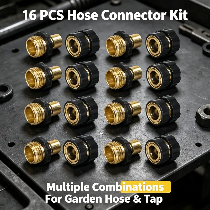 Heavy Duty 3/4 in Aluminum Garden Hose Fast Connector Pack - Universal Standard Fit Male Female Couplers, Leakproof Weather Resistant, Connects Hoses for Lawn Watering, Household Garden Maintenance