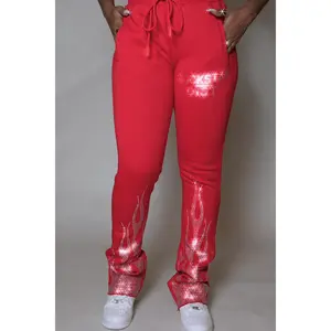 Anastesia Red Stacked Track Pant