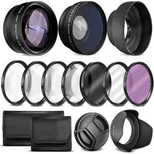 Lens Kit for EOS M6 II, EOS M50 II, EOS M200 with 15-45mm Lens, EOS R10, EOS R50, EOS R100 with 18-45mm, Fuji X100V - Includes: 7pc 49mm Filter Set + 49mm Wide Angle and Telephoto Lens