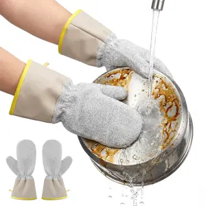 1Pairs Wire Dishwashing Gloves, Multipurpose Non-Scratch Scrubbing Waterproof Anti-Hot & Oil-Resistance Kitchen Cleaning