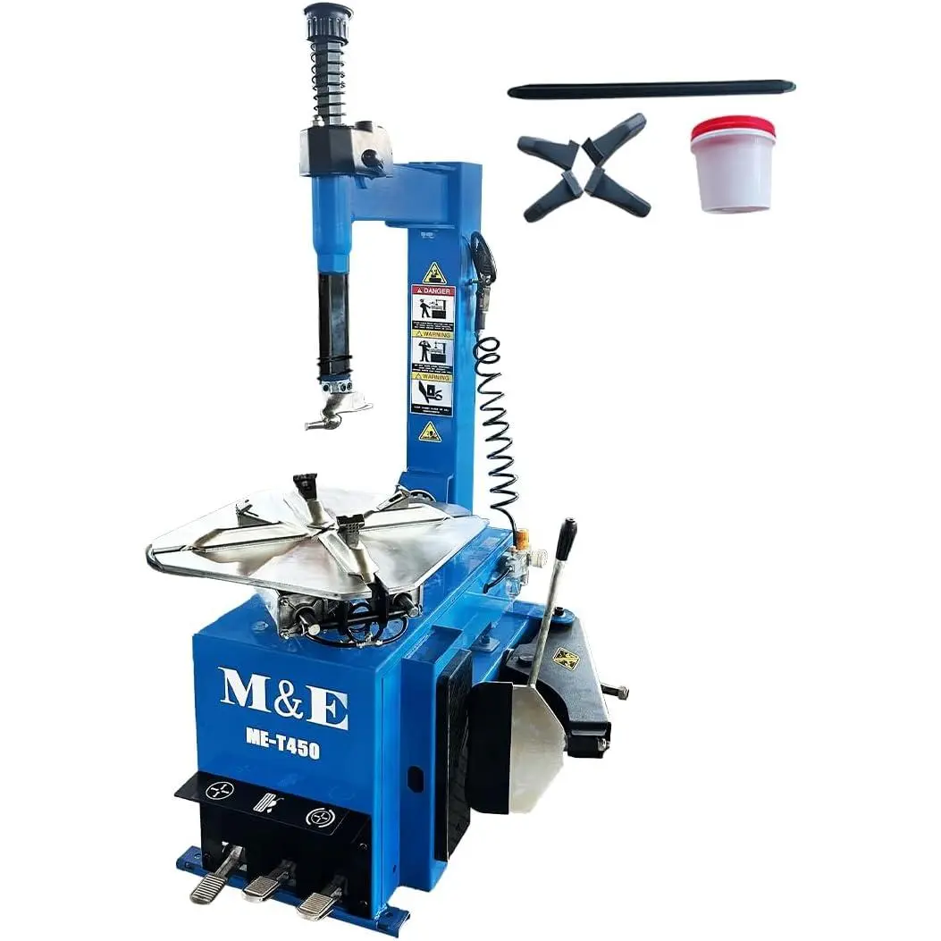 Tire Changer Machine ME-T450 Tire Changer with Swing Arm Wheel Changing Machine, Heavy-Duty Pedals, Tires Repair Tools, Blue