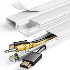 TV Cord Hider, 47In Cord Cover, Large Cable Hider, Wire Covers for 4 Cords, Cable Raceway Wire Hider, Wire Hiders for TV on Wall, Cable Cover Cord Concealer, 3×L15.7in W1.18in H0.6in, White