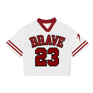 Brave No 23 Printed Blokette Blokecore V-Neck (White Edition) Football V-Neck Retro Summer Trendy Baseball Jersey Shirt Gift For Him Gift For Her Birthday, Baseball Jersey Outfit, AOP Merch, Outfit for Baseball Shirt Fan