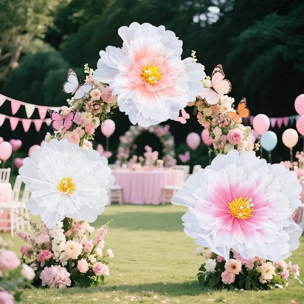3 Piece Wedding Background Giant Decorative Artificial Flowers, Large 3D Silk Artificial Flower Decor, Perfect for Weddings, Baby Showers, Photo Booths, Outdoor Gardens, Artificial Flower Decorations