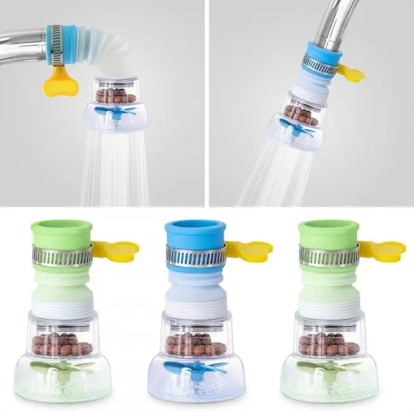 3 Pack Flexible Faucet Extender Spray Head, 360° Rotatable Water Saving Kitchen Sink Filter Faucet Nozzle, Anti-Splash Tap Water Filter Sprayer with Mineral Filter for Kitchen & Bathroom