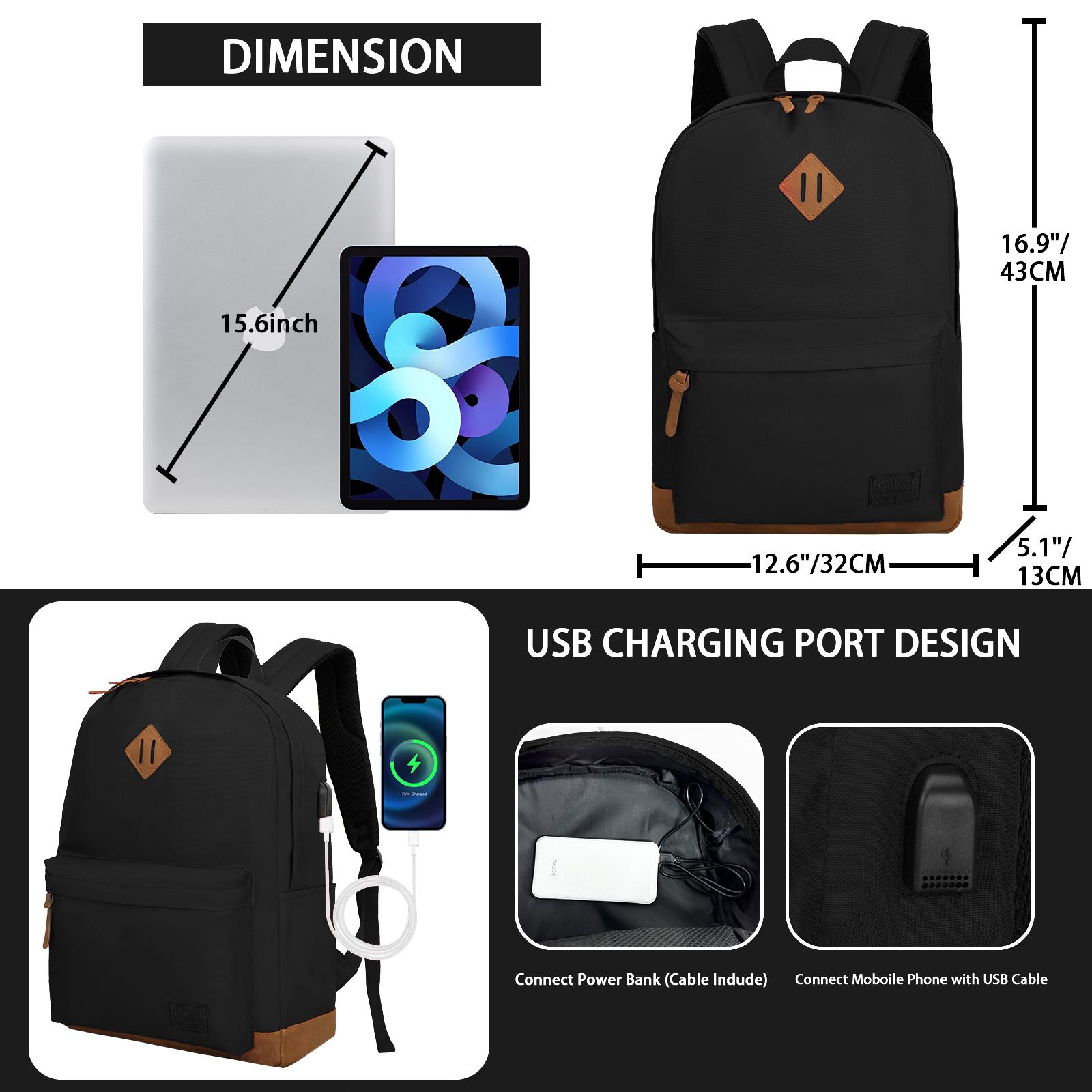 Backpack for Men Women, Anti-Theft Travel Laptop Backpack, Water Resistant 17.3 Inch USB Charging Backpack, Large Capacity Work Commute Bag