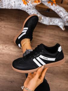 women's fashionable colorblock lace up low top sneakers, casual comfortable sports running shoes, female all-match round toe shoes for daily wear