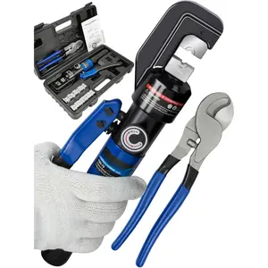 Hydraulic Crimping Tool and   Hydraulic  Lug Crimper 8  TON 12 AWG to 00 (2/0) Electrical Terminal  Wire Tool Kit with 9