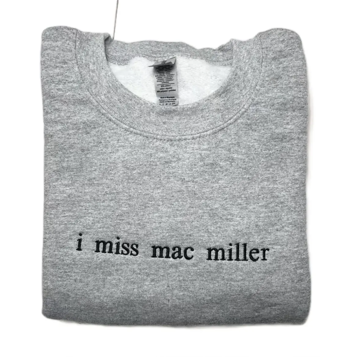 I Miss Mac Miller embroidered crewneck sweatshirt, unisex sizing