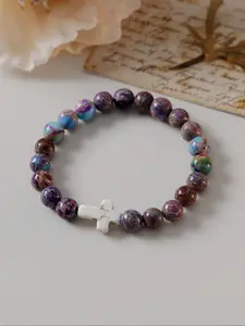 Purple Imitation Crystal Bracelets for Women, Stackable Beaded Bracelet Cuff Design, Dainty Crystal Bracelet, Fashion Jewelry for Daily Wear, Perfect Birthday Anniversary Gift