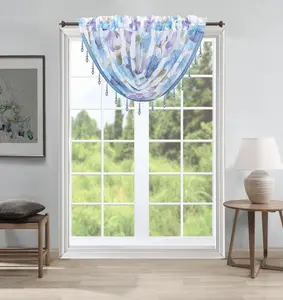 Anika Floral Sheer Waterfall Valance Anika Floral Sheer Waterfall Valance