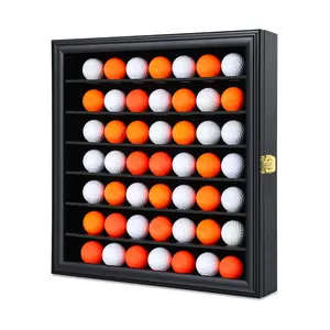 49 Golf Ball Display Case Cabinet Wall,Golf Ball Display Rack ,Golf Gift for Golf Enthusiast Collectibles with UV Protection Acrylic Door(Black)
