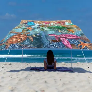 1PCS digital print outdoor sunshade canopy, courtyard sunshade sail, colorful sea turtle pattern, fade-resistant, high-quality polyester fabric, sturdy and durable, washable, suitable for outdoors, courtyard, camping, and beach