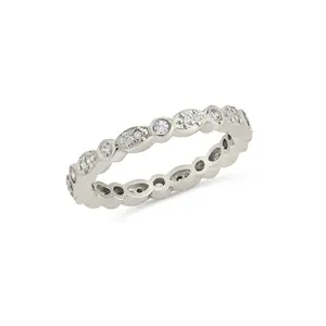 Sterling Silver CZ Bezel Band Ring