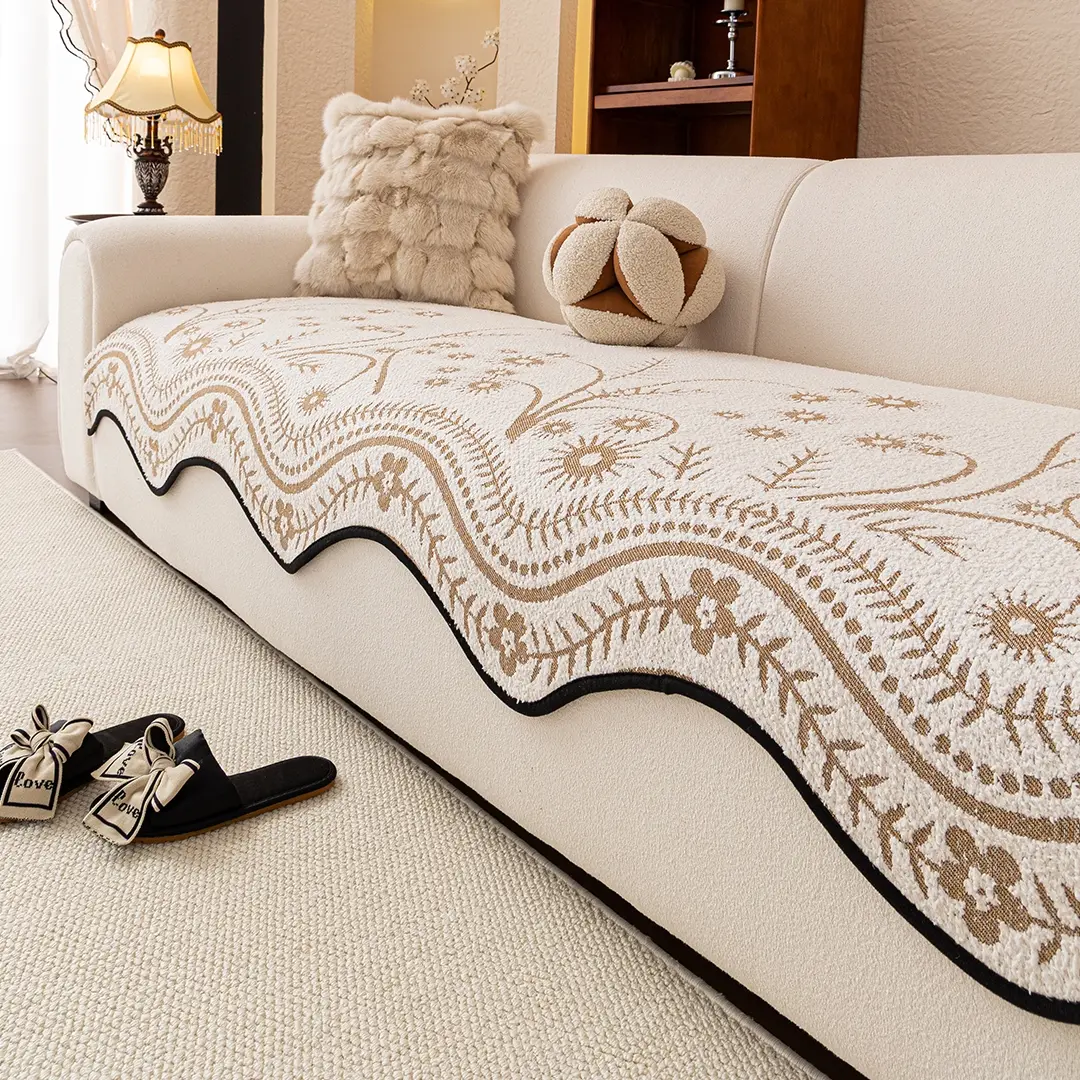 Unusual Shape Yuna Half Velvet Sofa Cushion, Sunflower Pattern, Soft Skin-Friendly Fabric, Anti-Scratch, Home & Outdoor Use, Dustproof Couch Pad, Soft Sofa Protector