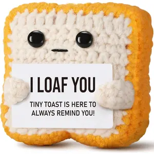 Gifts for Her Him Loved One Crochet Toast "I Loaf You" Gifts for Boyfriend Girlfriend, Funny Wedding Anniversary Birthday Gift for Women Men Couples Wife Husband - Easter Basket Stuffers & Mothers day
