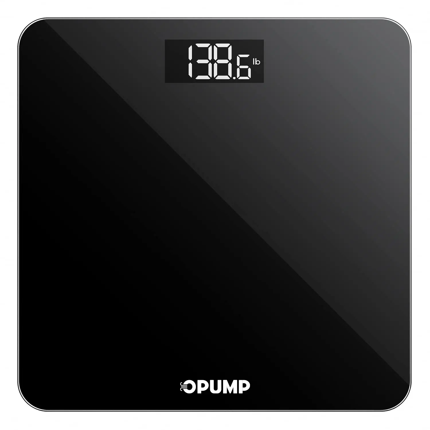 OPUMP digital bathroom scale, high accuracy weight scale with backlit LED display, portable for home use, measures up to 400 lbs/180 kg, includes batteries, Black-Core 1 s medical scale, fitness and exercise, with three conversion units of KG, LB, ST:LB