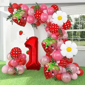 Strawberry Balloon Arch Kit Berry First Birthday Decor Daisy Dalloons for First Birthday Sweet Baby Shower 12Ft