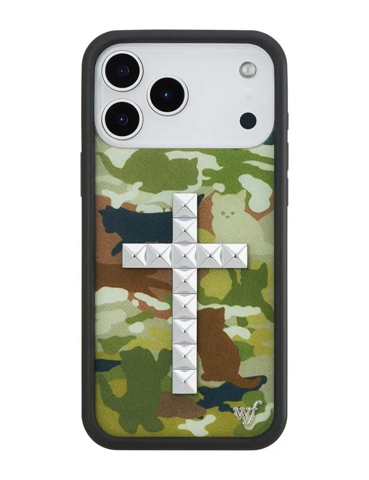 Stud Cross Cat Camo iPhone Case