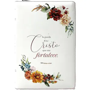 Biblia Arco Iris de estudio para mujer color Blanco con flores Edicion Especial