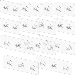 Vivinin 15 Pack Shower Caddy Adhesive Replacement, Shower Shelf Adhesive No Drilling, Adhesive Hooks for Showe Caddy, Soap Holder, and Kitchen Racks vivinin