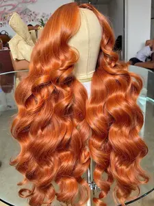 30 32 Inch Orange Ginger Body Wave Human Hair Wigs 13X6 Hd Lace Frontal Wig Brazilian Ginger Lace Front Wig Human Hair for Women rosabeauty