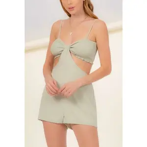 Mya Sage Cutout Waist Romper