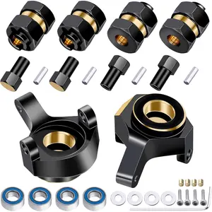Brass Steering Knuckles Extended Wheel Hex Hubs with Ball Bearings Compatible with 1: 24 SCX24 RC Crawler Car Upgrades Parts