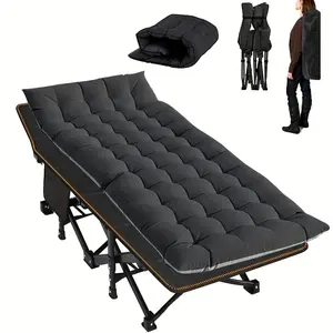 75 Inch Folding Bed Adult Sleeping Bed, Outdoor Only, Portable Travel Camping Bed With Carrying Bag, Outdoor Camping Bed With Mattress, Camping Bed With Carrying Bag With Thickened Pearl Foam Cushion