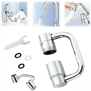 Universal Sink Faucet 1440° Rotatable Aerator Extension U Shaped Extender for Toddlers 2 Modes Adjustable Flexiflow 1080° Rotating for Bathroom Kitchen Silver