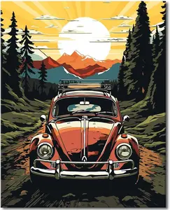 Paint by Numbers Kit for Adults Beginners, Mountains and Cars Art, DIY Acrylic Painting Set on Canvas with Brushes and Paints, Wall Decor Craft, Relaxing Activity, Family Interaction, Ideal Gift for Birthdays, Christmas, Mother'S Day, 16x20 Inch