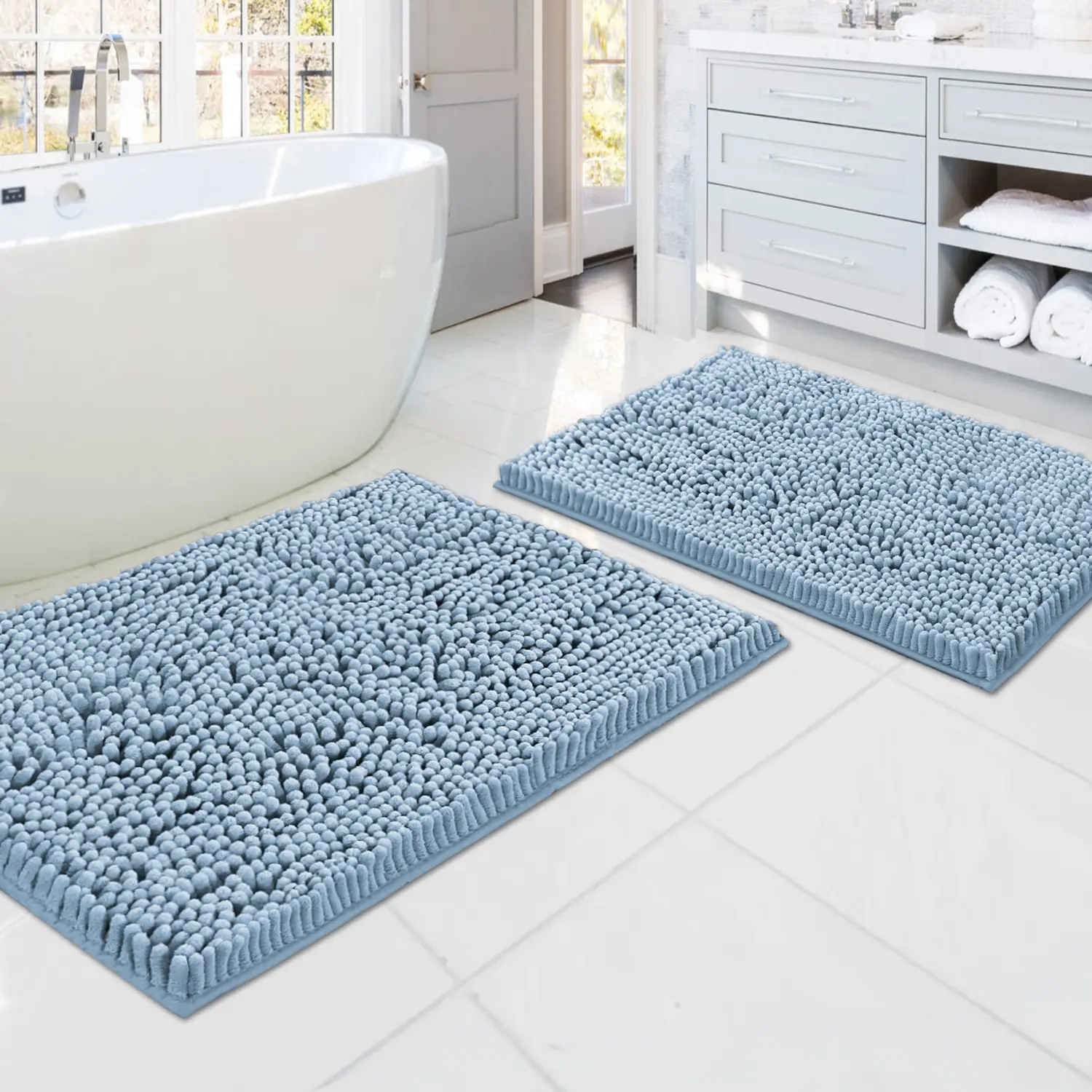 H.VERSAILTEX Bathroom Rugs Bath Mats for Bathroom Non Slip Luxury Chenille Bathroom Rugs Extra Soft Absorbent Shaggy Bathroom Mat Rugs Washable Fast Dry 2 Piece tiktokshopspringglowup Home Goods