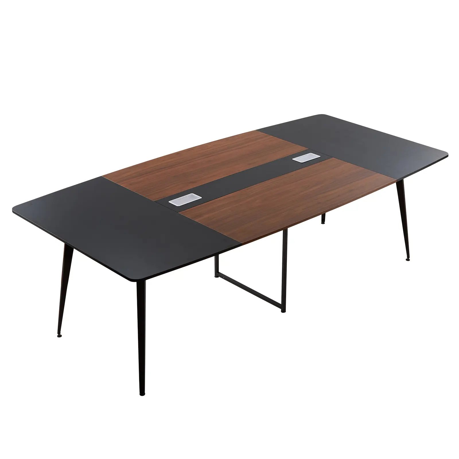 【SummerFinds】VEVOR Durable 8 ft Boat-Shaped Office Conference Table, 94.49x47.24in Large Size Metal-Leg Desk for 10 Adults, Ideal for Meeting & Training, Easy Assembly, Black & Brown
