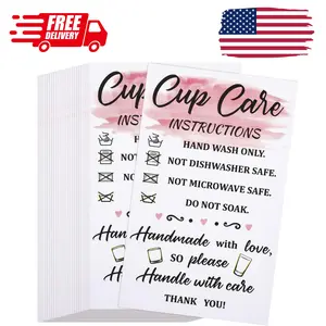 200 Pieces Tumbler Cup Cards,Cup Care Instructions Cards