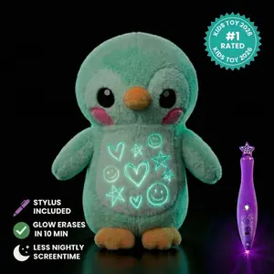 GlowMate Erasable Graffiti Plush Toy Shines in the Dark with Magic Drawing Soft Fill Animals Perfect Birthday Gift for Boys and Girls