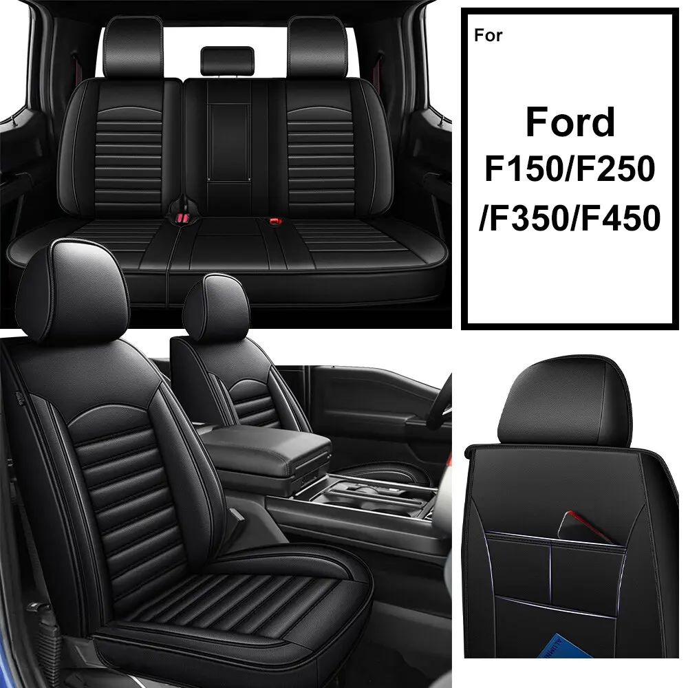Custom Car 5-Seat Covers Full Set Waterproof Fuax Leather Full Coverage Front & Rear Full Set All inclusive Customed Car Cushions For Ford F150 2009-2026&F250/F350/F450 2017-2026, Seat Protectors Cushion, Car Accessories